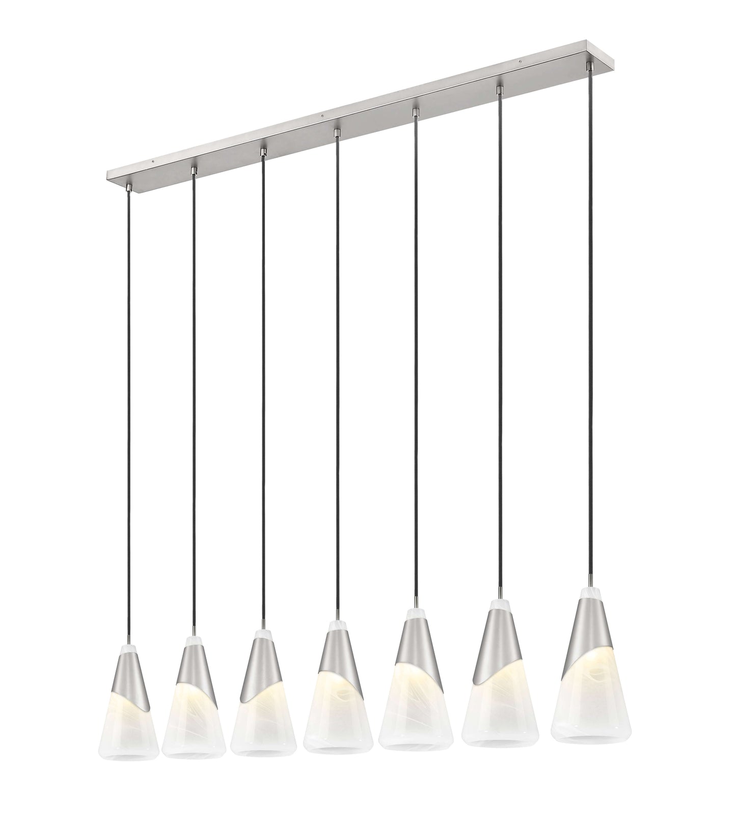 Aimie 7 Light Linear Chandelier Brushed Nickel