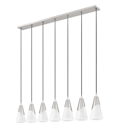 Aimie 7 Light Linear Chandelier Brushed Nickel