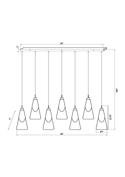 Aimie 7 Light Linear Chandelier Matte Black