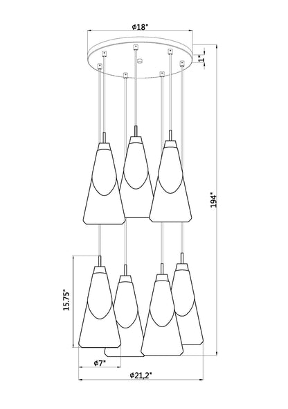 Aimie 7 Light Chandelier Modern Gold