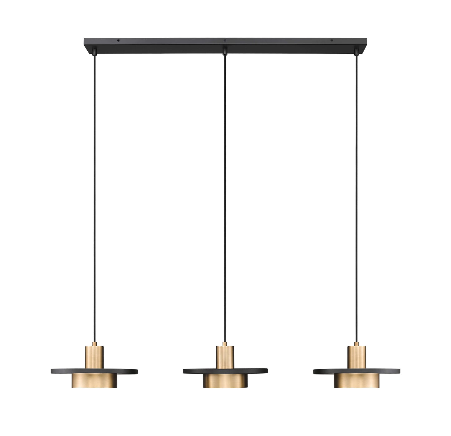 Ludo LED 3 Light Linear Chandelier Matte Black + Modern Gold
