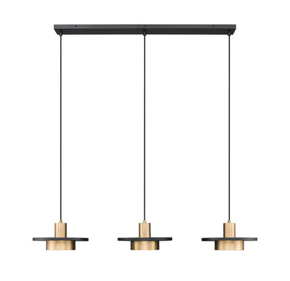 Ludo LED 3 Light Linear Chandelier Matte Black + Modern Gold