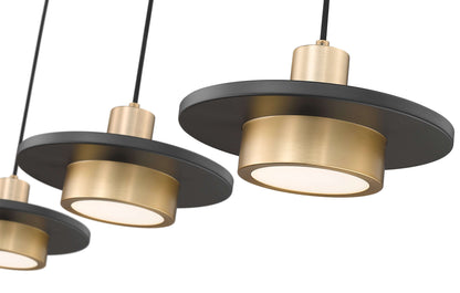 Ludo LED 3 Light Linear Chandelier Matte Black + Modern Gold