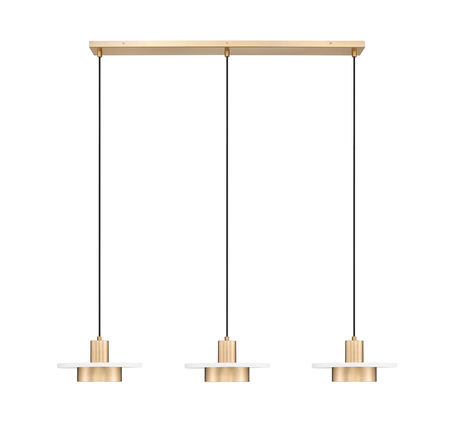 Ludo LED 3 Light Linear Chandelier Matte White + Modern Gold