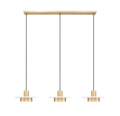 Ludo LED 3 Light Linear Chandelier Matte White + Modern Gold