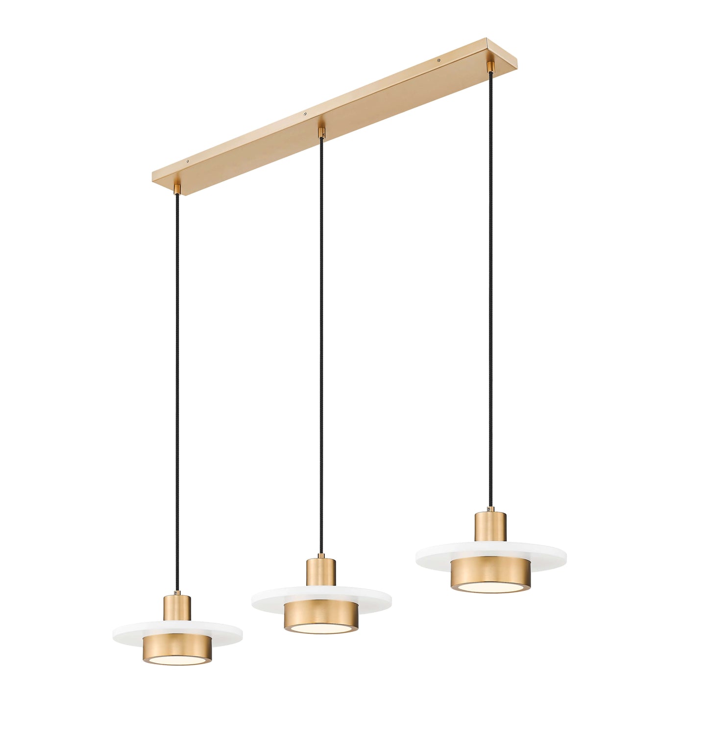 Ludo LED 3 Light Linear Chandelier Matte White + Modern Gold