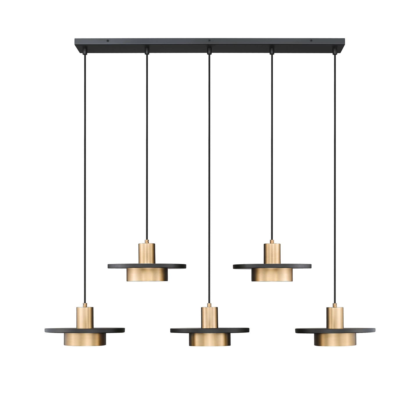 Ludo LED 5 Light Linear Chandelier Matte Black + Modern Gold