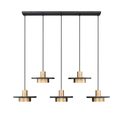 Ludo LED 5 Light Linear Chandelier Matte Black + Modern Gold
