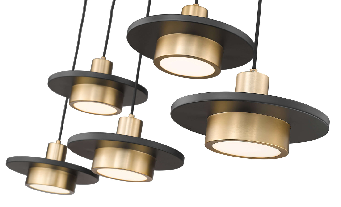 Ludo LED 5 Light Linear Chandelier Matte Black + Modern Gold