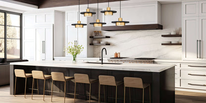 Ludo LED 5 Light Linear Chandelier Matte Black + Modern Gold
