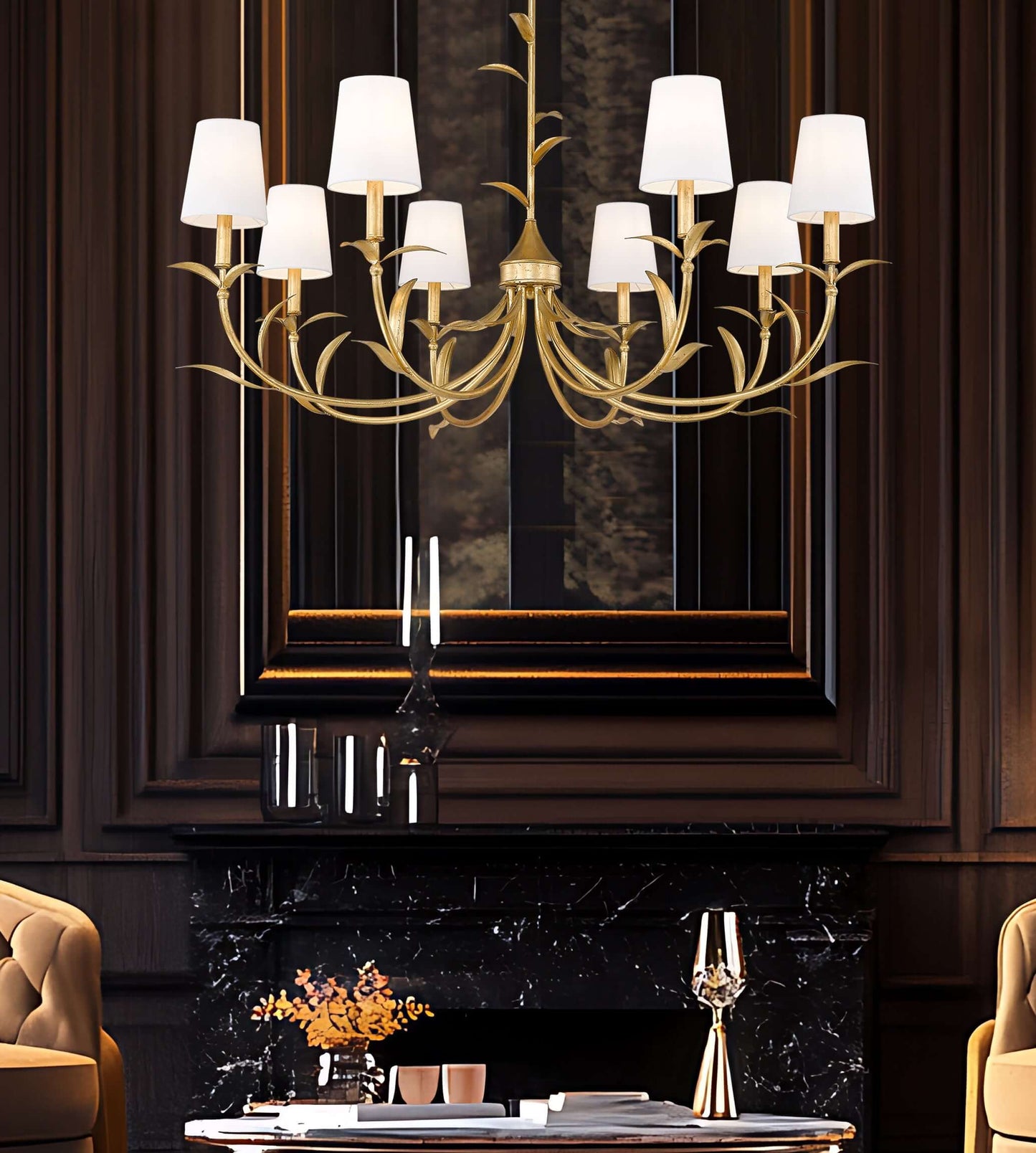 Aslin 8 Light Chandelier Gold Leaf