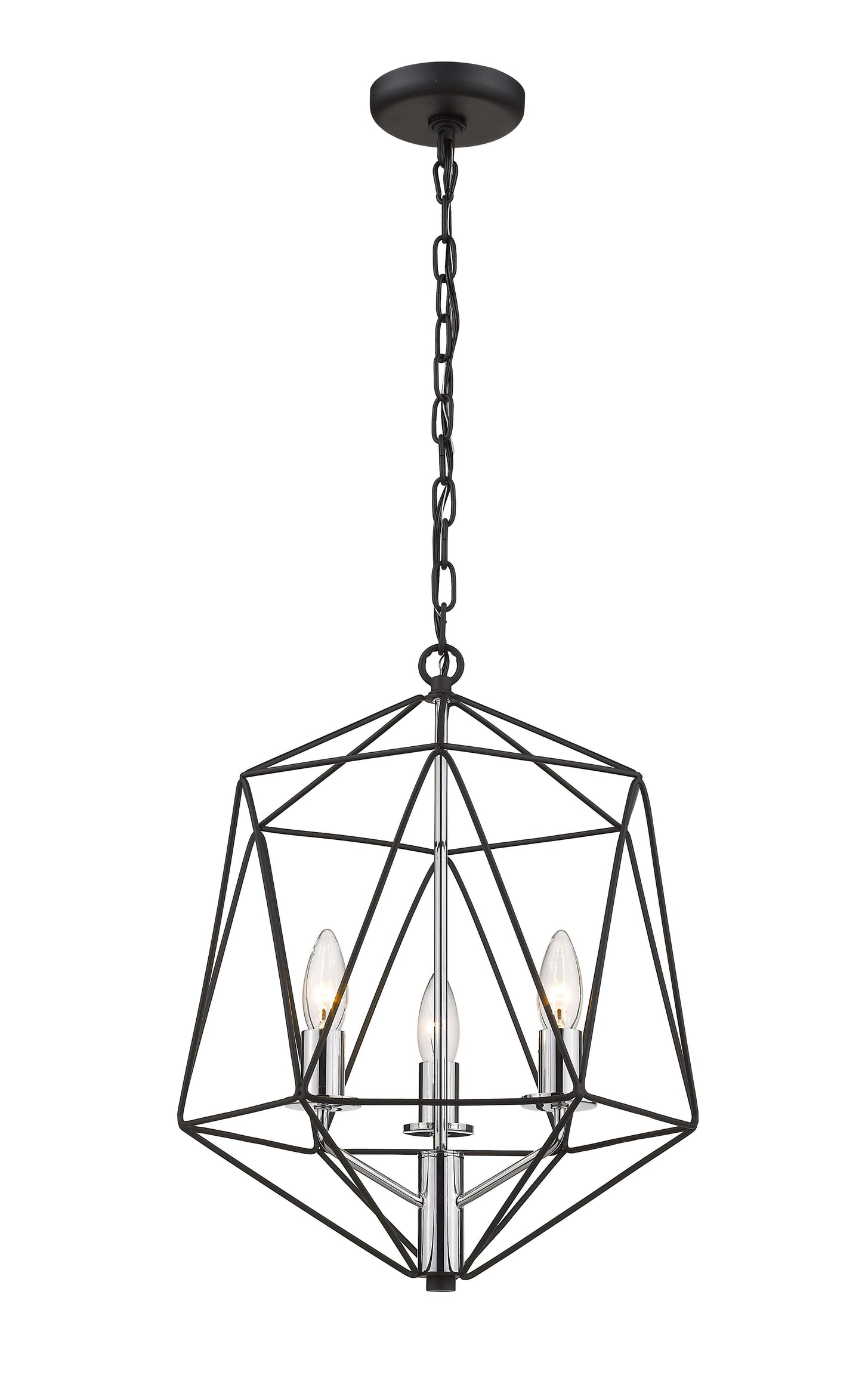 Geo 3 Light Chandelier Matte Black + Chrome