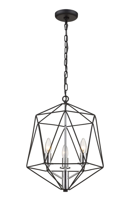 Geo 3 Light Chandelier Matte Black + Chrome