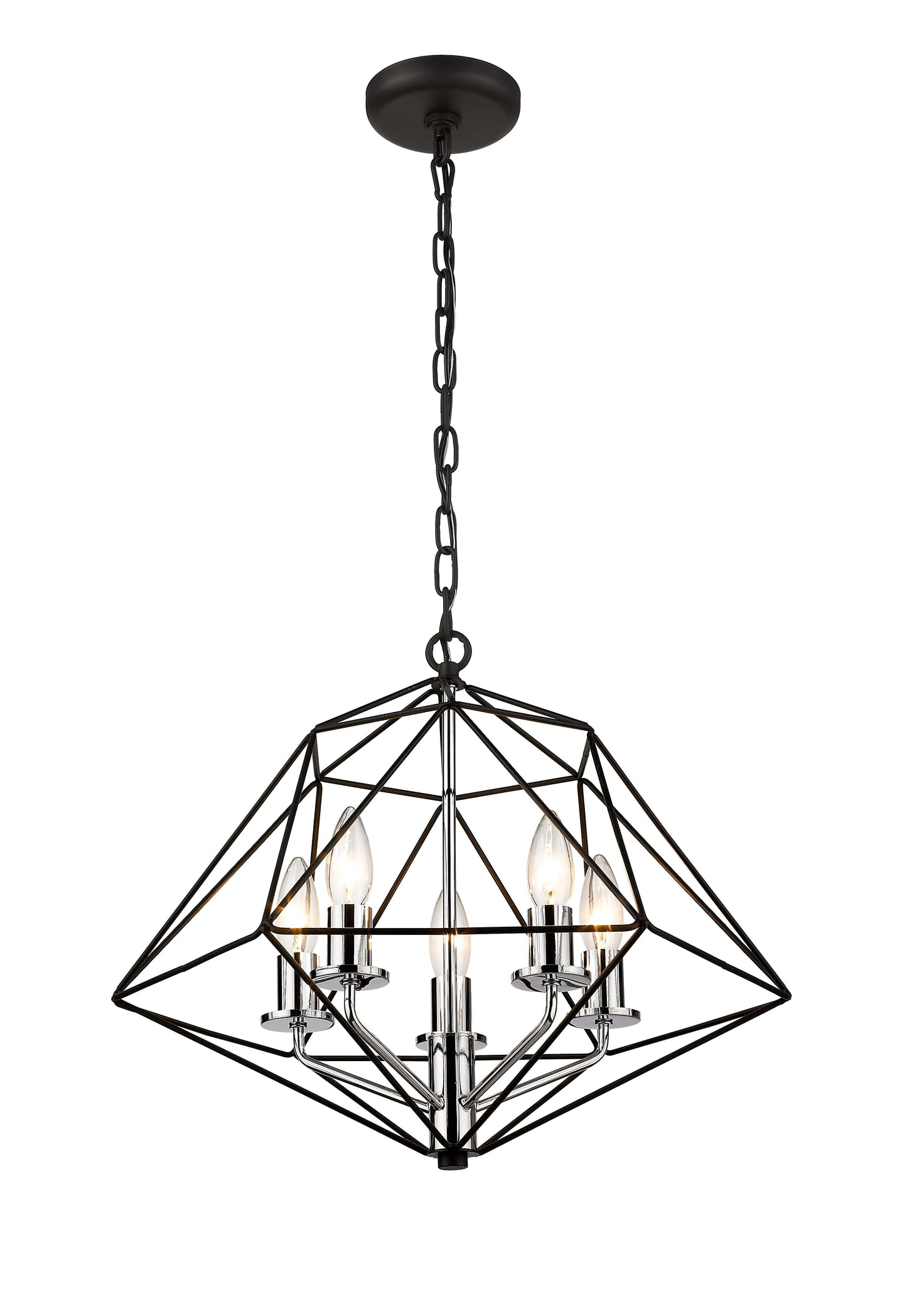 Geo 3 Light Chandelier Matte Black + Chrome