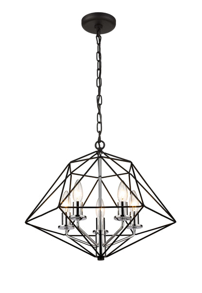 Geo 3 Light Chandelier Matte Black + Chrome