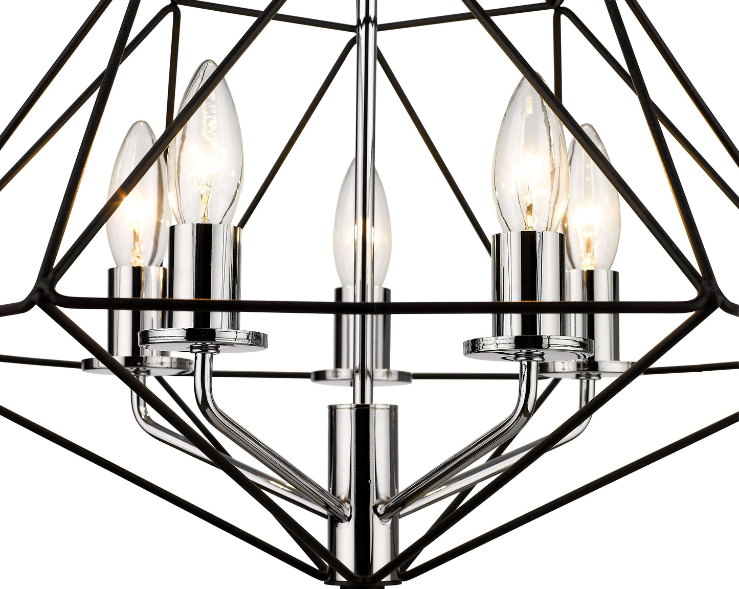 Geo 3 Light Chandelier Matte Black + Chrome