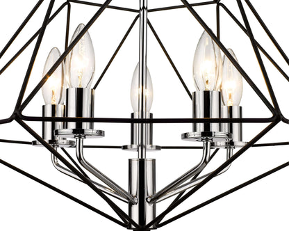Geo 3 Light Chandelier Matte Black + Chrome