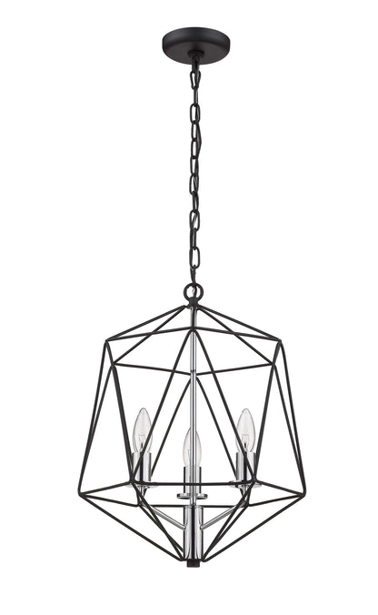 Geo 3 Light Chandelier Matte Black + Chrome