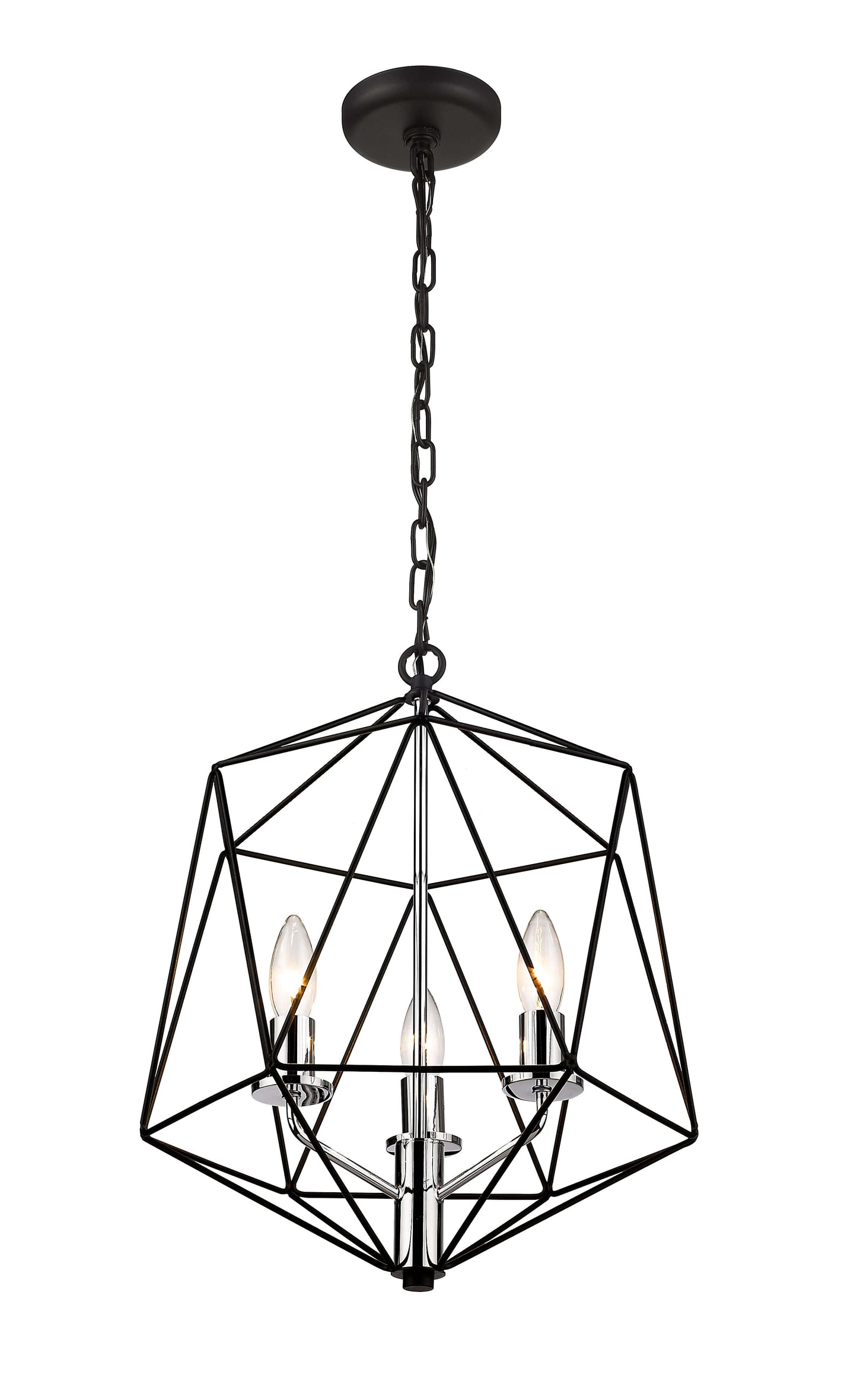 Geo 5 Light Chandelier Matte Black + Chrome