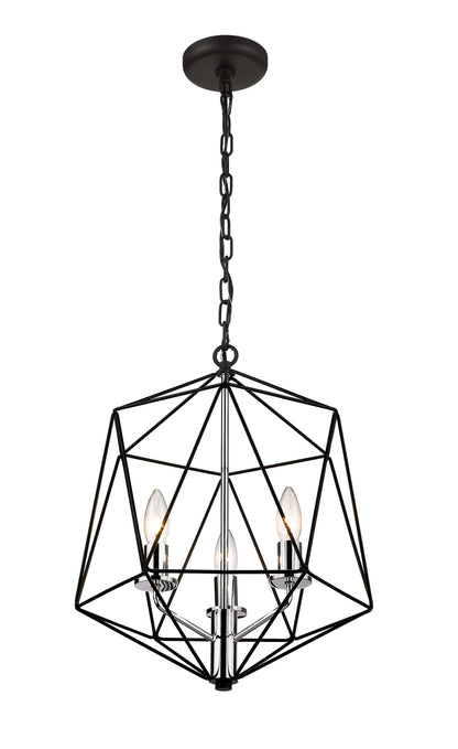 Geo 5 Light Chandelier Matte Black + Chrome