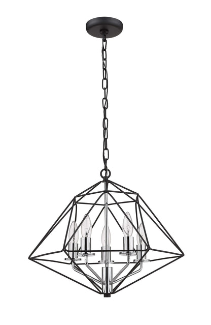Geo 5 Light Chandelier Matte Black + Chrome