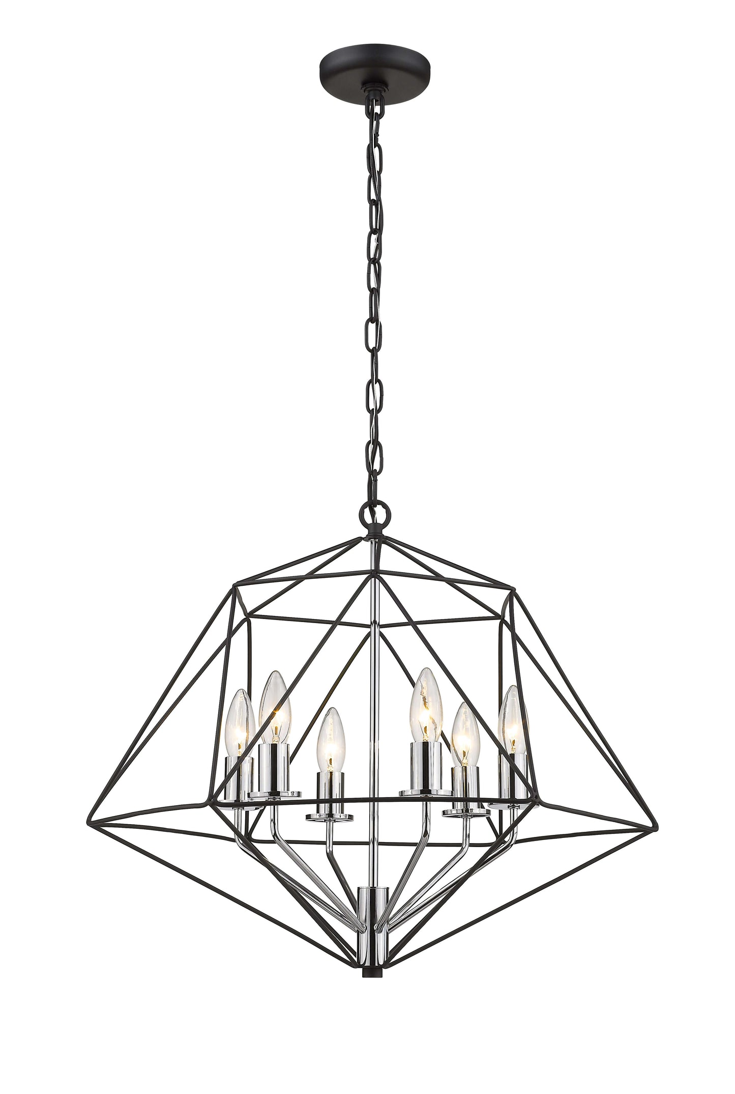 Geo 6 Light Chandelier Matte Black + Chrome