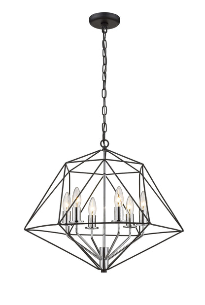 Geo 6 Light Chandelier Matte Black + Chrome
