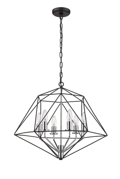 Geo 6 Light Chandelier Matte Black + Chrome