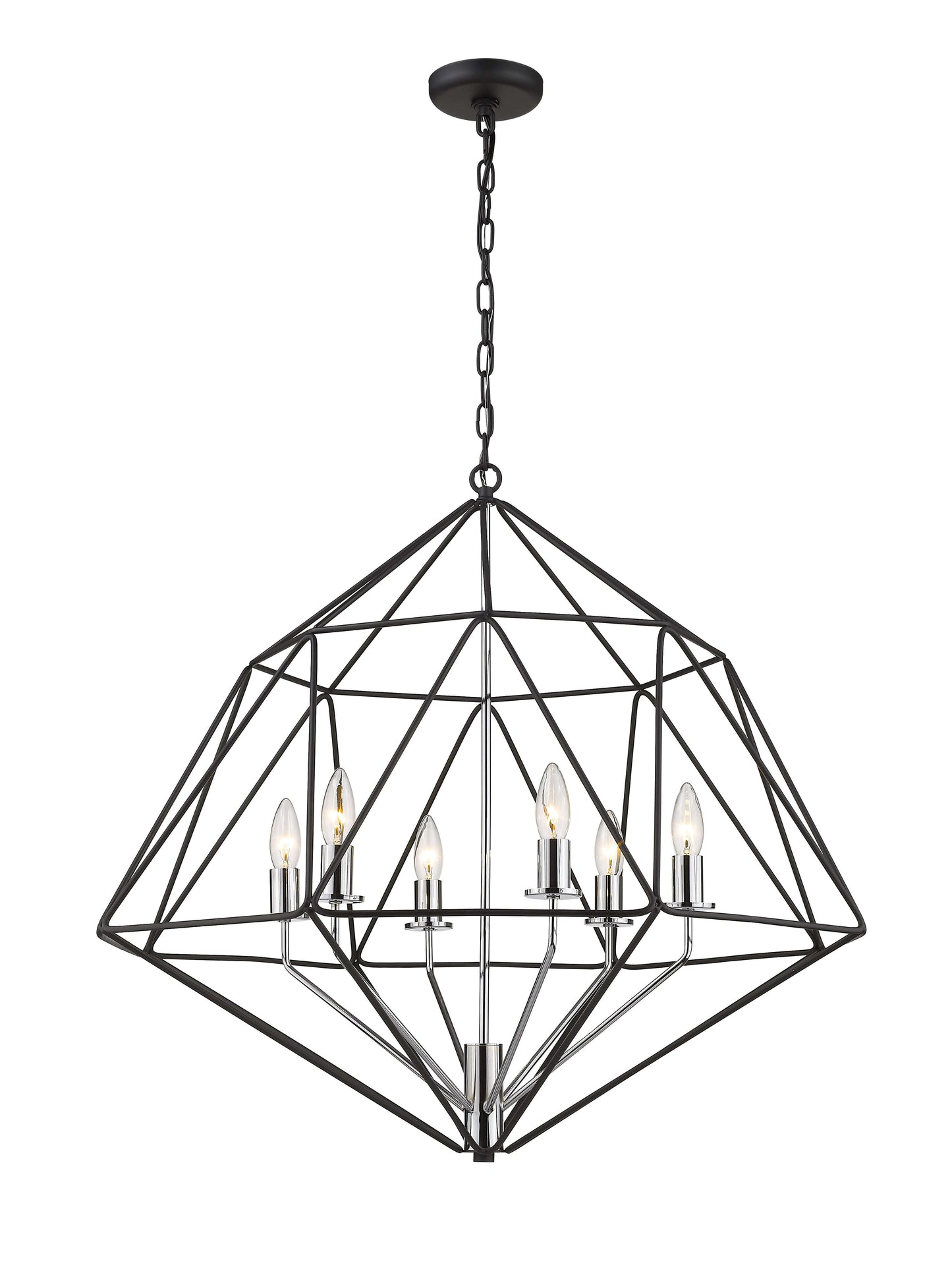 Geo 6 Light Chandelier Matte Black + Chrome