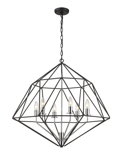 Geo 6 Light Chandelier Matte Black + Chrome
