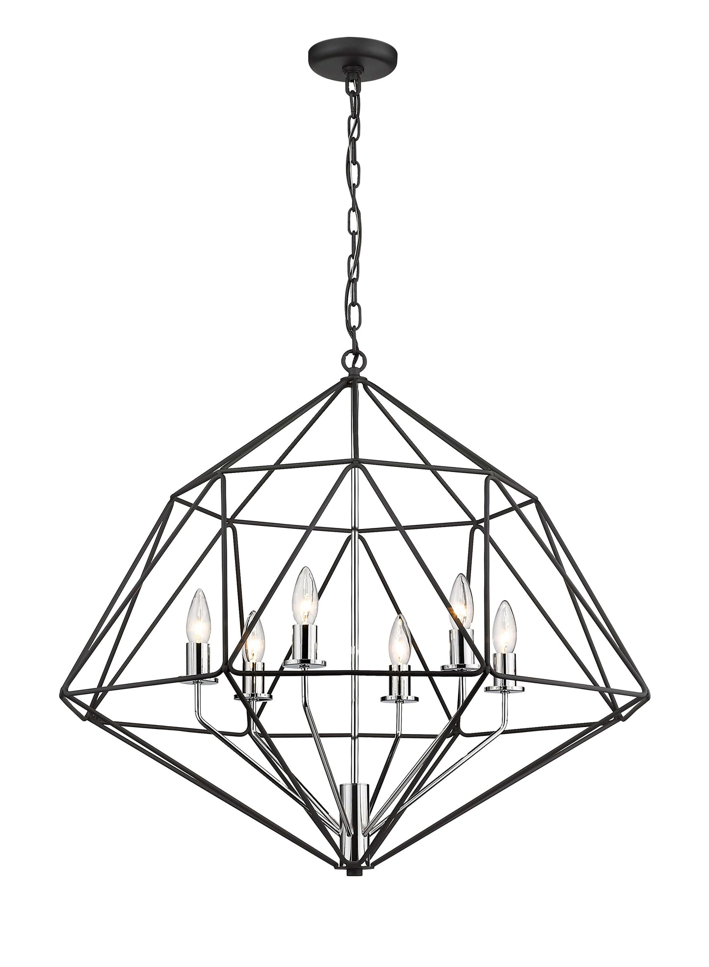 Geo 6 Light Chandelier Matte Black + Chrome
