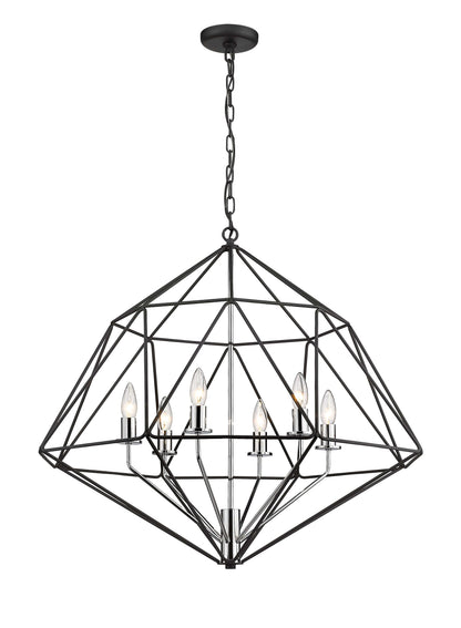 Geo 6 Light Chandelier Matte Black + Chrome