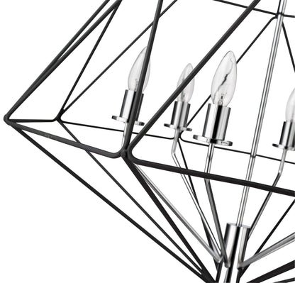 Geo 6 Light Chandelier Matte Black + Chrome
