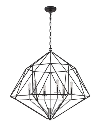 Geo 6 Light Chandelier Matte Black + Chrome