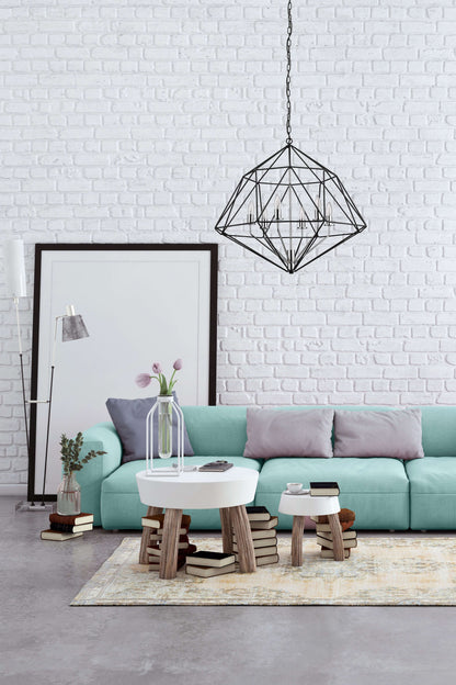 Geo 6 Light Chandelier Matte Black + Chrome