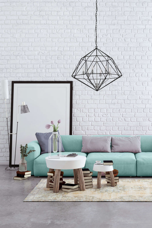 Geo 6 Light Chandelier Matte Black + Chrome
