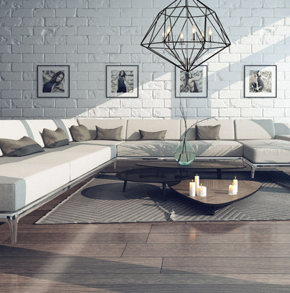 Geo 6 Light Chandelier Matte Black + Chrome