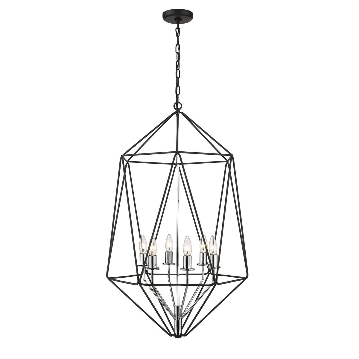 Geo 6 Light Chandelier Matte Black + Chrome