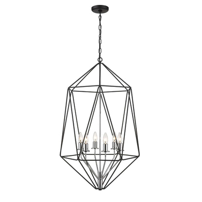Geo 6 Light Chandelier Matte Black + Chrome