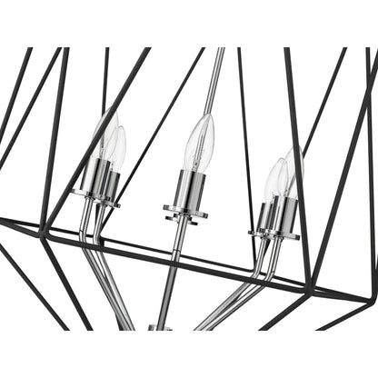 Geo 6 Light Chandelier Matte Black + Chrome
