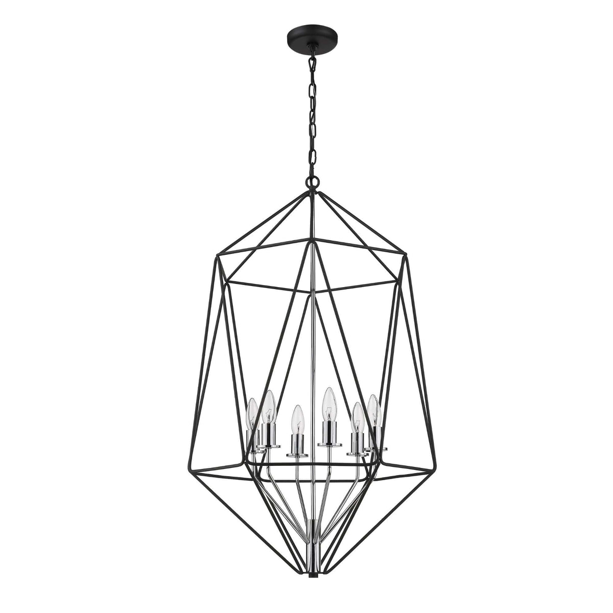Geo 6 Light Chandelier Matte Black + Chrome
