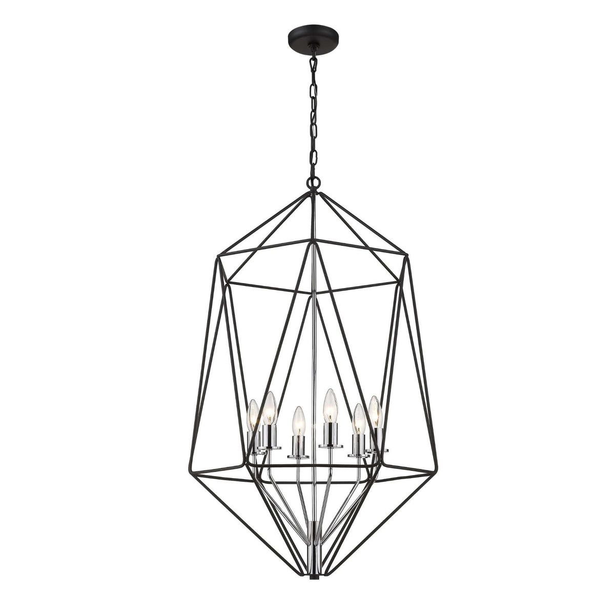 Geo 6 Light Chandelier Matte Black + Chrome
