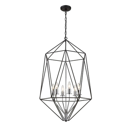 Geo 6 Light Chandelier Matte Black + Chrome