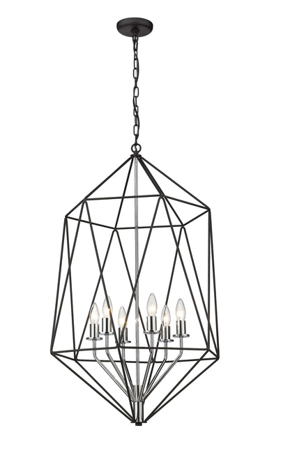 Geo 6 Light Chandelier Matte Black + Chrome