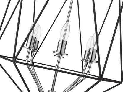 Geo 6 Light Chandelier Matte Black + Chrome