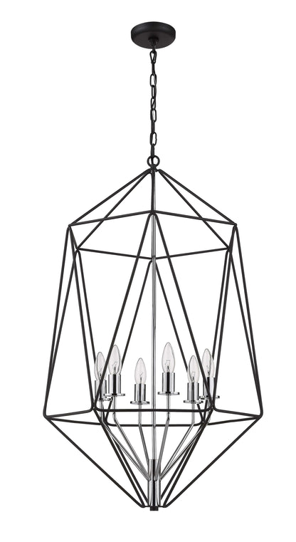 Geo 6 Light Chandelier Matte Black + Chrome