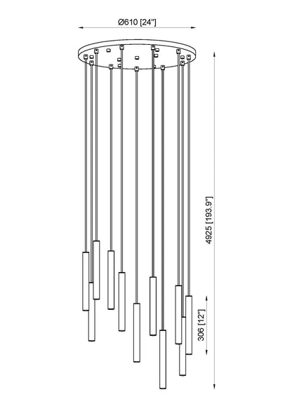Forest LED 11 Light Chandelier Matte Black