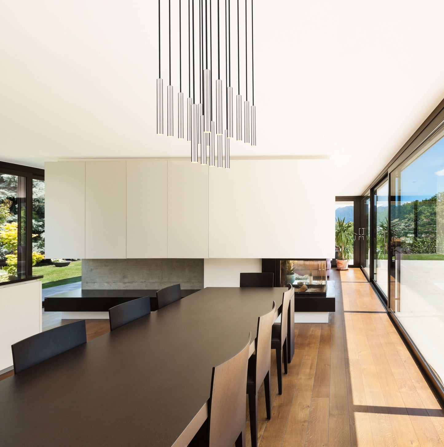 Forest LED 17 Light Linear Chandelier Brushed Nickel