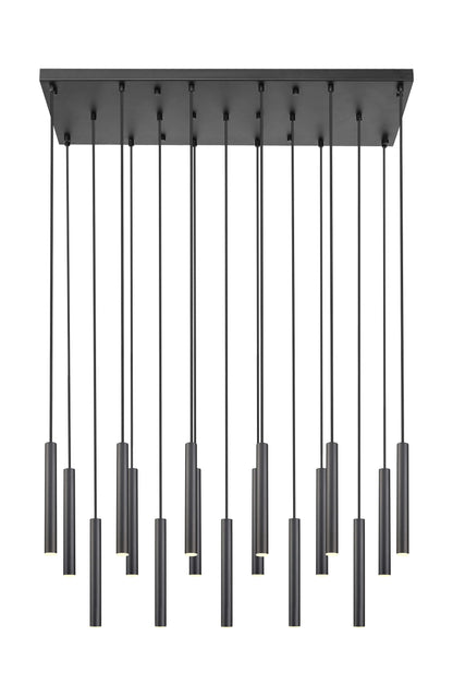 Forest LED 17 Light Linear Chandelier Matte Black