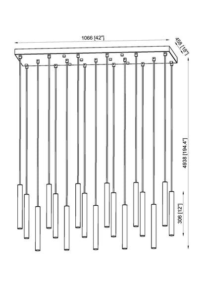 Forest LED 17 Light Linear Chandelier Matte Black